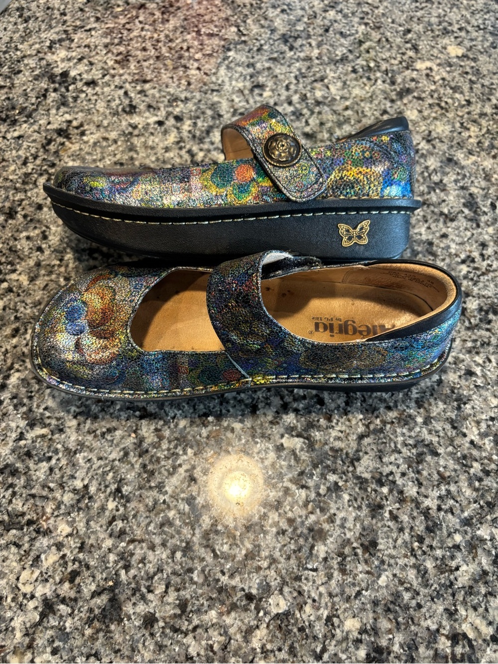 Alegria Iridescent Floral Paloma Mary Jane - Blue/Gold/Green - Picture 3 of 5